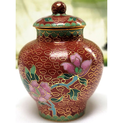 CLOISONNE BOX05 2.5"X3.5" RUST RED